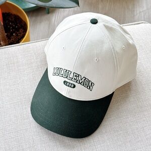 Lululemon Structured Ball Cap 1998, White and Green, Retro, Unisex L/XL